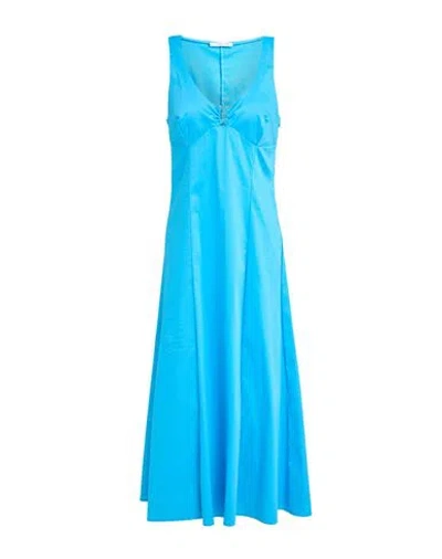 Patrizia Pepe Woman Midi Dress Azure Size 6 Cotton, Polyamide, Elastane In Blue