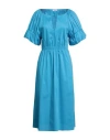 Patrizia Pepe Woman Midi Dress Azure Size 6 Cotton, Polyamide, Elastane In Blue