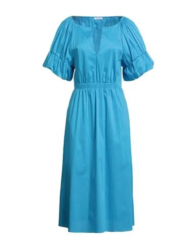 Patrizia Pepe Woman Midi Dress Azure Size 6 Cotton, Polyamide, Elastane In Blue