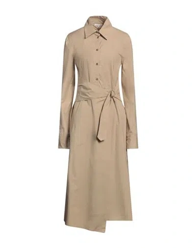 Patrizia Pepe Woman Midi Dress Beige Size 8 Cotton, Elastane In Brown