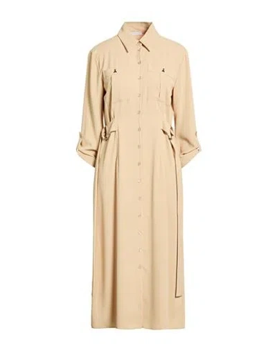 Patrizia Pepe Woman Midi Dress Beige Size 8 Polyester In Neutral