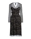 Patrizia Pepe Woman Midi Dress Black Size 4 Viscose, Polyester In Black