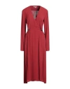 Patrizia Pepe Woman Midi Dress Brick Size 8 Viscose In Red