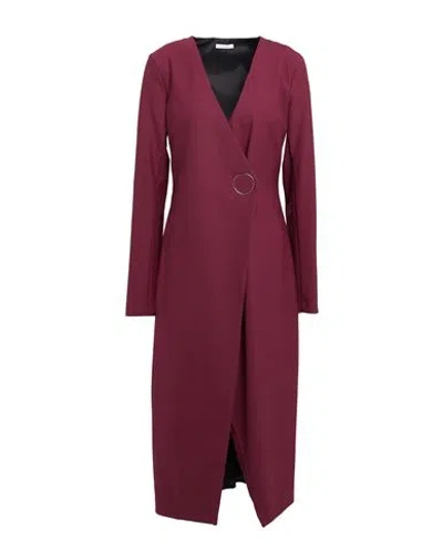 Patrizia Pepe Woman Midi Dress Burgundy Size 10 Polyester, Virgin Wool, Elastane