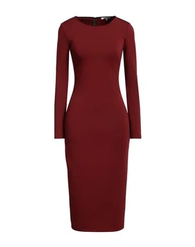 Patrizia Pepe Woman Midi Dress Burgundy Size 4 Polyester, Viscose, Elastane