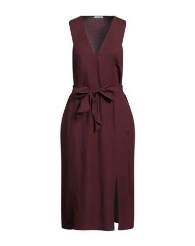 Patrizia Pepe Woman Midi Dress Burgundy Size 8 Viscose, Linen In Red