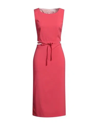 Patrizia Pepe Woman Midi Dress Coral Size 6 Polyester, Elastane In Red