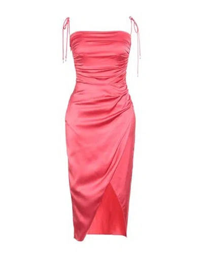 Patrizia Pepe Woman Midi Dress Coral Size 8 Viscose, Polyamide, Elastane In Red