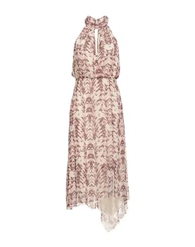 Patrizia Pepe Woman Midi Dress Cream Size 10 Viscose In Brown