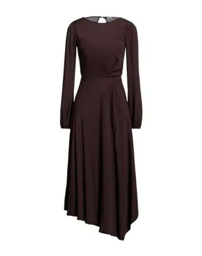 Patrizia Pepe Woman Midi Dress Dark Brown Size 2 Viscose In Brown