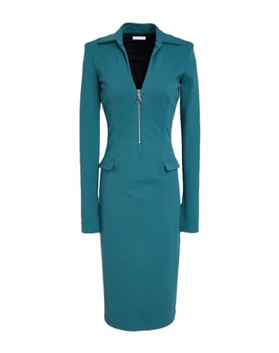 Patrizia Pepe Woman Midi Dress Deep Teal Size 4 Viscose, Polyamide, Elastane In Blue