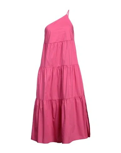 Patrizia Pepe Woman Midi Dress Fuchsia Size 10 Cotton In Pink