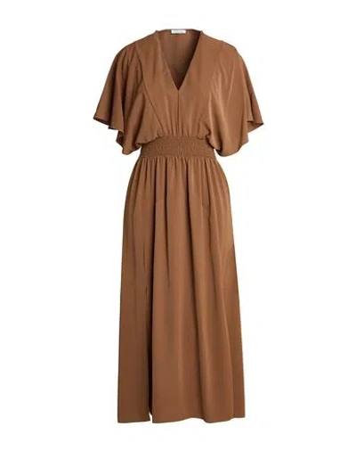 Patrizia Pepe Woman Midi Dress Khaki Size 6 Polyester In Beige