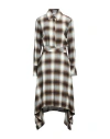 Patrizia Pepe Woman Midi Dress Khaki Size 4 Viscose, Virgin Wool In Beige