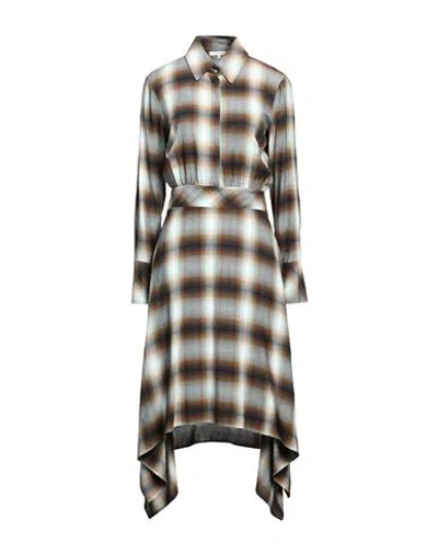 Patrizia Pepe Woman Midi Dress Khaki Size 4 Viscose, Virgin Wool In Beige