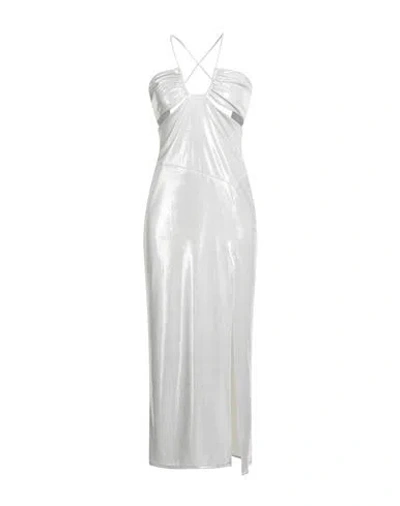 Patrizia Pepe Woman Midi Dress Light Grey Size 2 Polyester, Elastane In White