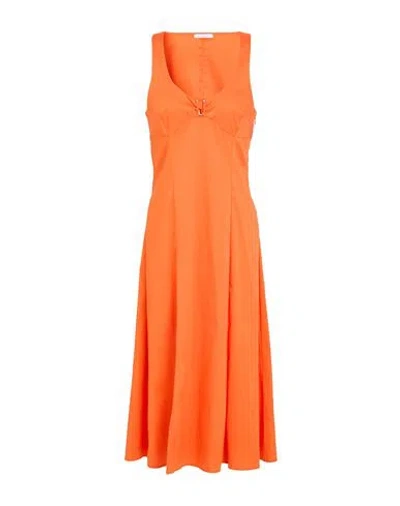 Patrizia Pepe Woman Midi Dress Orange Size 8 Cotton, Polyamide, Elastane
