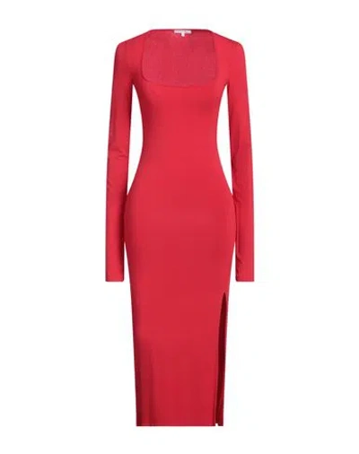 Patrizia Pepe Woman Midi Dress Red Size 0 Viscose, Elastane, Glass