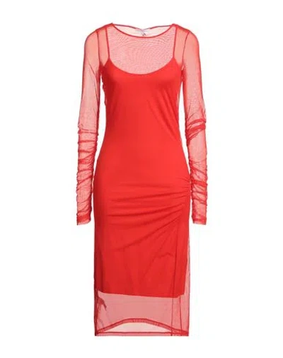 Patrizia Pepe Woman Midi Dress Tomato Red Size 2 Polyamide, Elastane