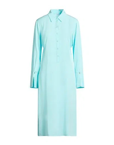 Patrizia Pepe Woman Midi Dress Turquoise Size 8 Viscose In Blue