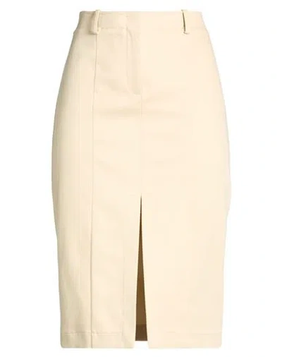 Patrizia Pepe Woman Midi Skirt Beige Size 10 Cotton, Elastane In Brown