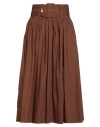Patrizia Pepe Woman Midi Skirt Brown Size 4 Cotton