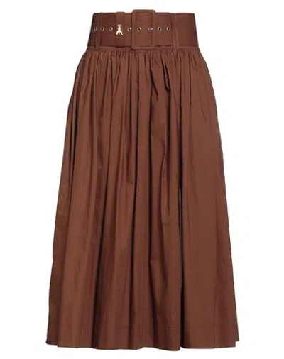 Patrizia Pepe Woman Midi Skirt Brown Size 4 Cotton