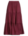 Patrizia Pepe Woman Midi Skirt Burgundy Size 8 Cotton In Burgundy