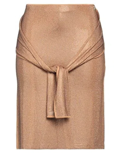 Patrizia Pepe Woman Midi Skirt Camel Size 2 Viscose, Elastane, Glass In Beige