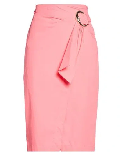 Patrizia Pepe Woman Midi Skirt Coral Size 6 Cotton, Polyamide, Elastane In Pink