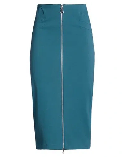Patrizia Pepe Woman Midi Skirt Deep Teal Size 8 Viscose, Polyamide, Elastane In Blue