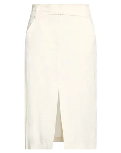 Patrizia Pepe Woman Midi Skirt Ivory Size 2 Viscose, Linen In White
