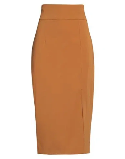 Patrizia Pepe Woman Midi Skirt Mustard Size 8 Polyester, Elastane In Yellow