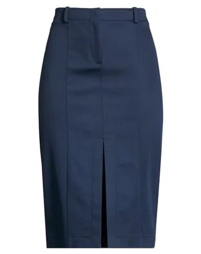 Patrizia Pepe Woman Midi Skirt Navy Size 8 Cotton, Elastane In Multi
