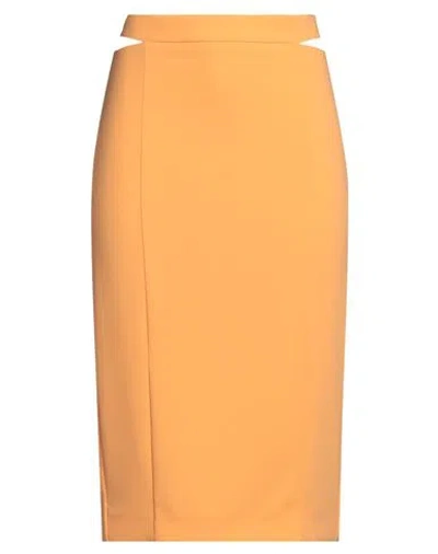 Patrizia Pepe Woman Midi Skirt Orange Size 8 Polyester, Elastane