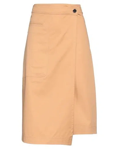 Patrizia Pepe Woman Midi Skirt Sand Size 4 Cotton, Elastane In Gold