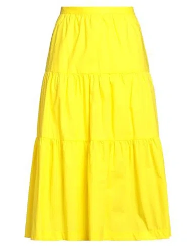 Patrizia Pepe Woman Midi Skirt Yellow Size 6 Cotton In White