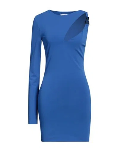 Patrizia Pepe Woman Mini Dress Bright Blue Size 1 Acetate, Polyamide, Elastane
