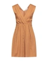 Patrizia Pepe Woman Mini Dress Camel Size 2 Linen, Viscose In Beige