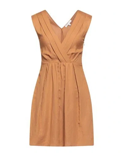 Patrizia Pepe Woman Mini Dress Camel Size 2 Linen, Viscose In Beige
