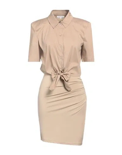 Patrizia Pepe Woman Mini Dress Beige Size 2 Viscose, Elastane, Cotton, Polyamide