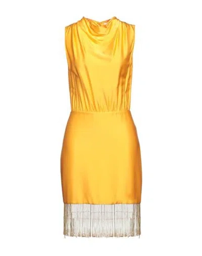 Patrizia Pepe Woman Mini Dress Marigold Size 8 Viscose, Elastane, Glass In Yellow