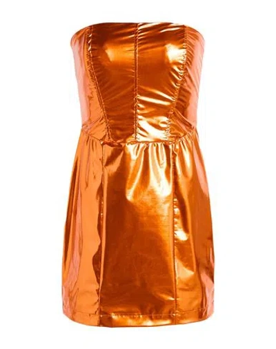 Patrizia Pepe Woman Mini Dress Orange Size 1 Polyurethane, Polyester, Elastane