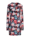 Patrizia Pepe Asymmetric Neck Draped Dress In Red