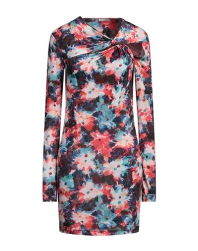 Patrizia Pepe Asymmetric Neck Draped Dress In Red