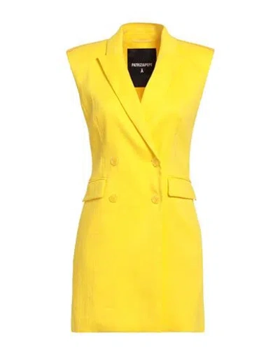 Patrizia Pepe Woman Mini Dress Yellow Size 6 Linen, Polyamide