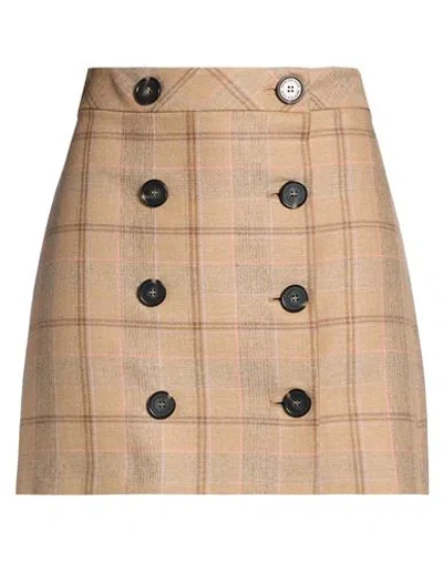 Patrizia Pepe Woman Mini Skirt Sand Size 10 Viscose, Virgin Wool, Polyester, Elastane In White
