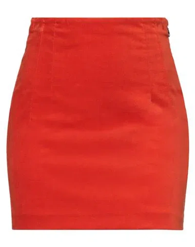 Patrizia Pepe Woman Mini Skirt Tomato Red Size 4 Cotton, Elastane