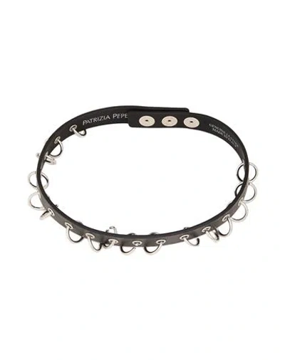 Patrizia Pepe Woman Necklace Black Size - Leather In Pattern