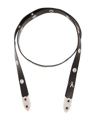 Patrizia Pepe Woman Necklace Black Size - Leather In Purple